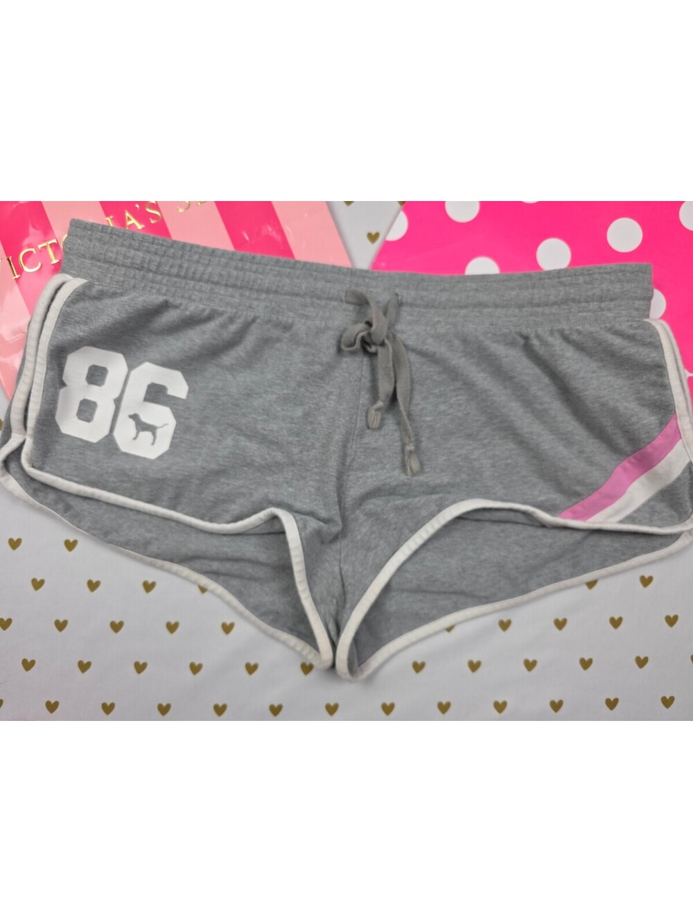 Vintage Y2K Victoria's Secret PINK 86 Dog Micro Mini Shorts M Grey